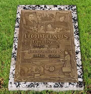Holthaus Bronze Collage on Flat Granite Monument