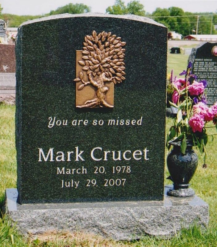 Crucet Headstone with Bronze Tree and Granite Vase
